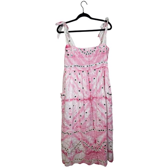 Juliet Dunn Women's Tie-Dye Maxi Dress Pink 1 Boho Chic Festival Resortcore - Picture 7 of 7